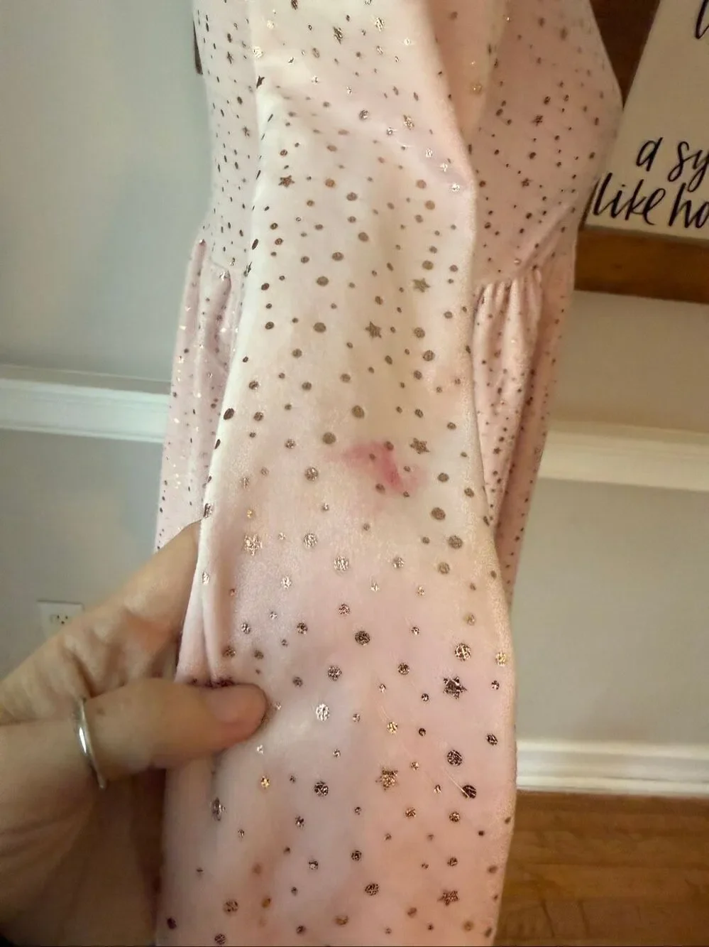 Gap Kids Girls' Velour Long Sleeve Fit & Flare Dress Pink Silver Medium (7/8)